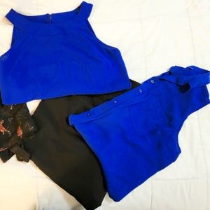 Blue AB Studio XL High Neck Dress Shirt